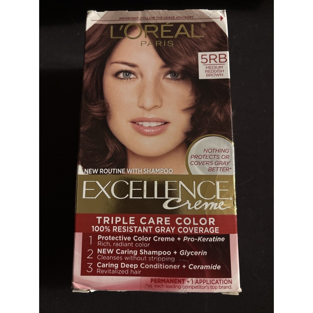 3x L'Oreal Excellence NonDrip Creme Permanent Hair Color 5RBMedium Reddish Brown